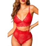 Conjunto Transparencia y Encaje Rojo Talla XL – Sensualidad y Elegancia